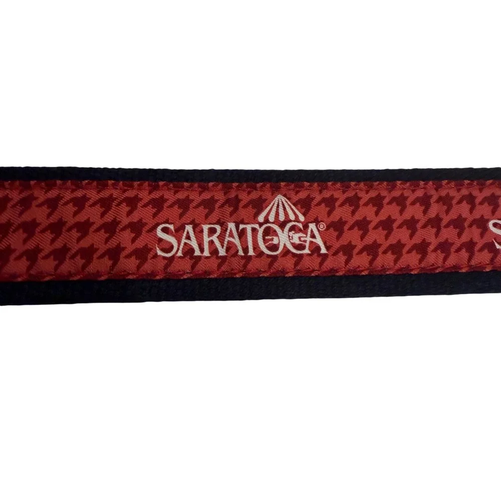 Vineyard Vines Saratoga Race Course Belt Mens 30 Red Houndstooth Canvas Leather